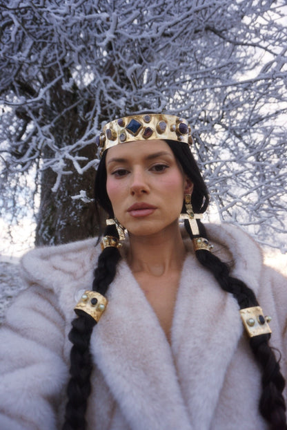 Brunhilda Medieval Crown: Historical Gemstone Headpiece,Winter Goddess Jewelry (PRE-ORDER)