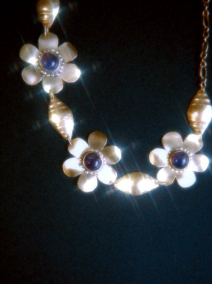 Gaya Flowers Choker with Amethyst Gemstones: Ancient Goddess Jewelry