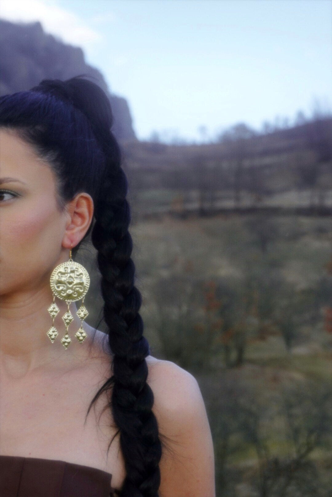 Mokosa Brass Earrings: Slavic Goddess Amulets, Viking Jewelry