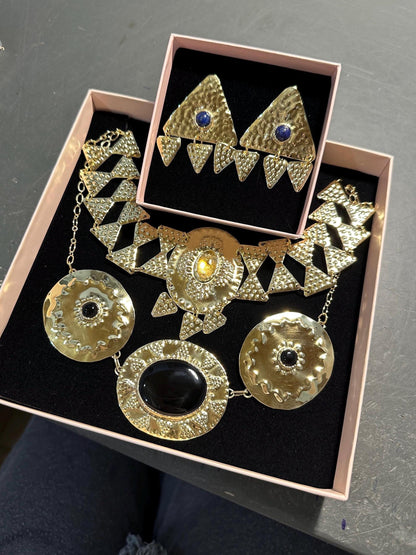 Sól Brass Citrine Choker: Nordic Bronze Age Goddess Necklace (PRE-ORDER)