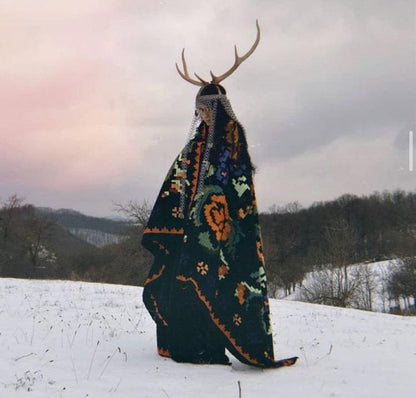 Beltane Deer Antler Headpiece: Pagan Shaman Horn Crown Ritual Headdress (PRE-ORDER)