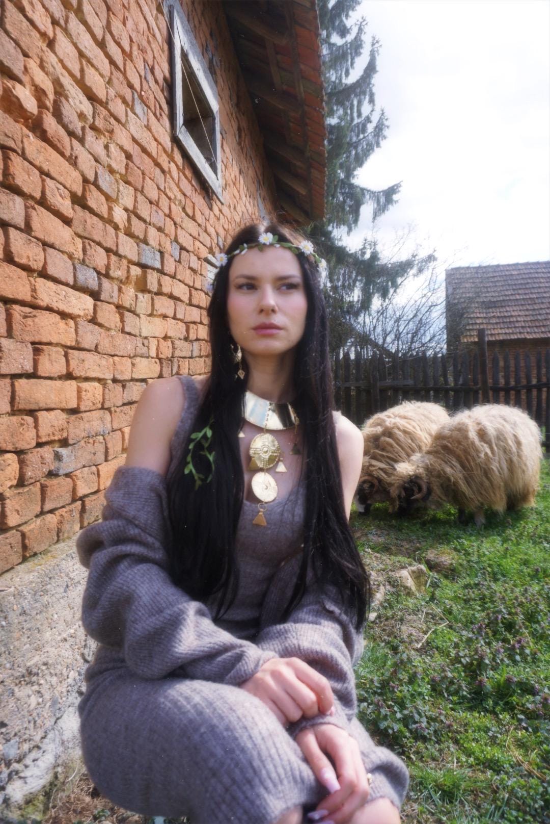 Bronze Age Shield Necklace: Handmade Brass Viking Collar Costume Statement Necklace