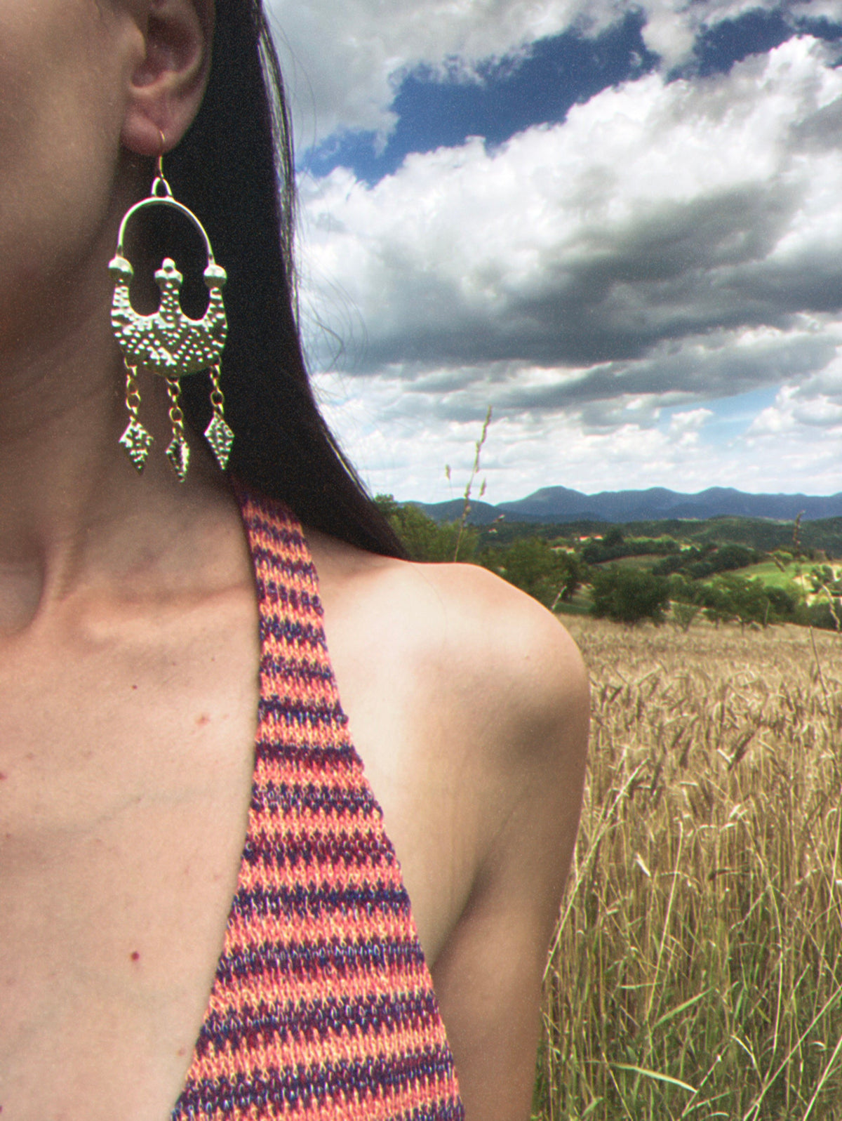 Zevana Handcrafted Brass Lunula Earrings: Slavic Viking Amulet Jewelry