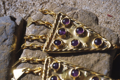 Zerynthia Earrings: Brass Amethyst Sarmatian Adornments