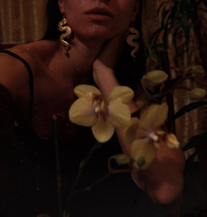 Handmade Brass Serpent Earrings: Ancient Greek Medusa Jewelry