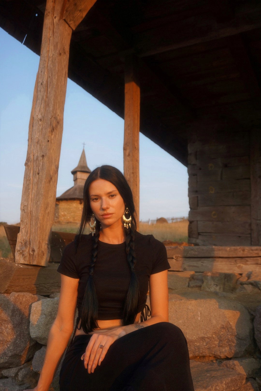 Rusalka Handcrafted Brass Lunula Earrings: Slavic Viking Amulets