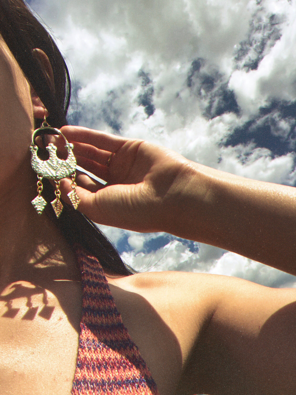 Zevana Handcrafted Brass Lunula Earrings: Slavic Viking Amulet Jewelry