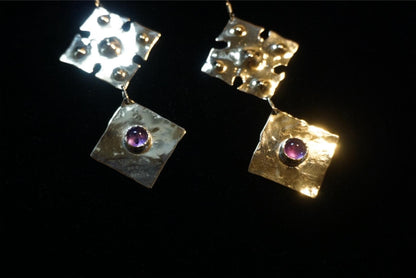Medieval Diamond Yara Earrings: Amethyst Witchy Jewelry