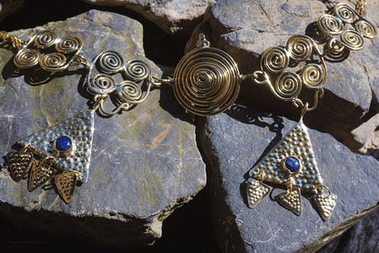 Máni Lapis Lazuli Brass Choker: Nordic Bronze Age Goddess Necklace (PRE-ORDER)