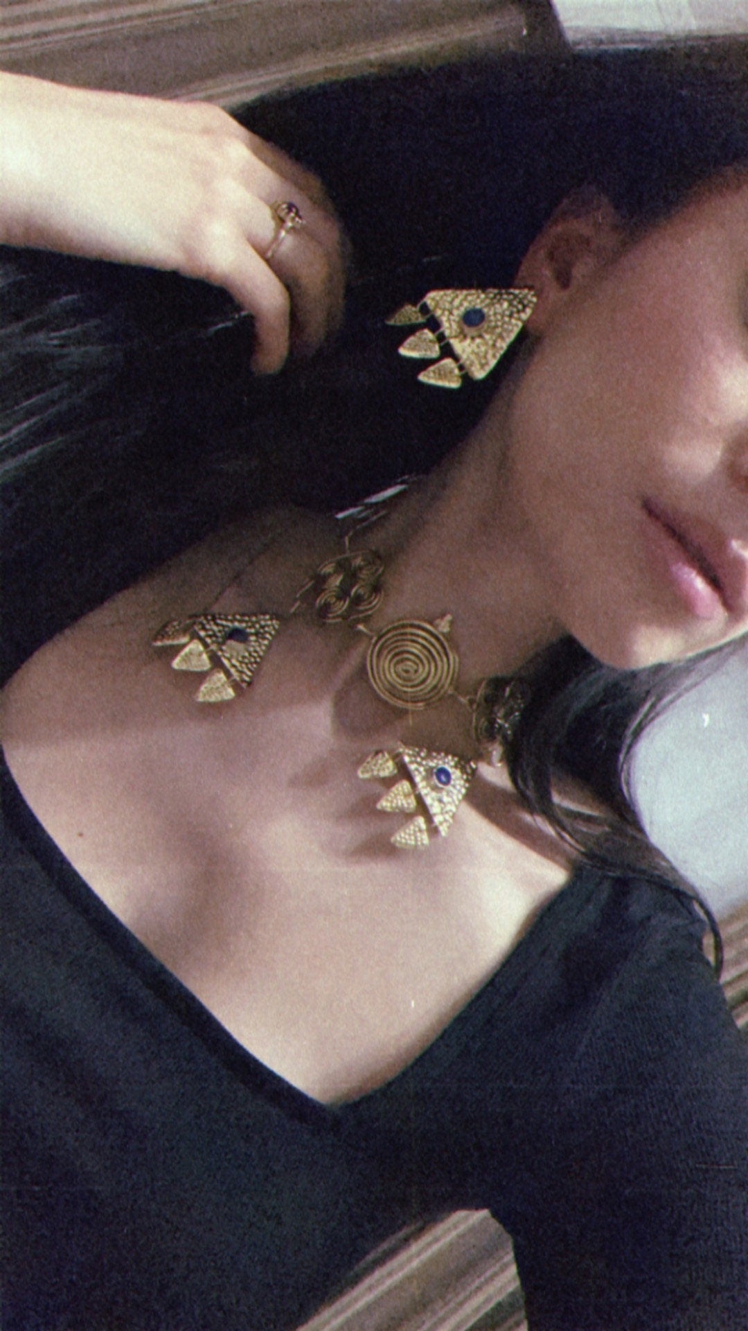 Máni Lapis Lazuli Brass Choker: Nordic Bronze Age Goddess Necklace (PRE-ORDER)
