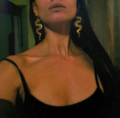 Handmade Brass Serpent Earrings: Ancient Greek Medusa Jewelry