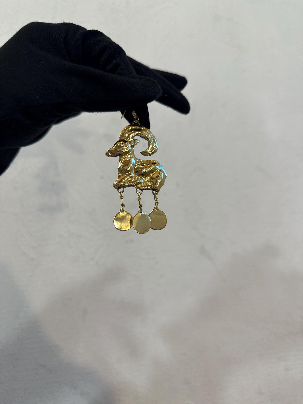 Minoan Goat Earrings: Handmade Brass Statement Jewelry