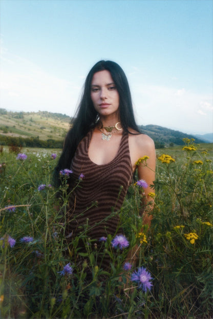 Butterfly Fairy Brass Choker: Crescent Moon Goddess Necklace