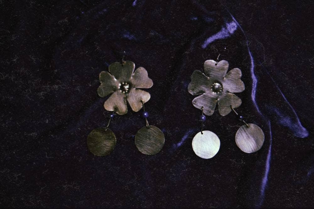 Inana Earrings: Handmade Brass Floral Goddess Jewelry