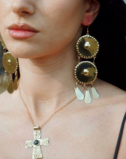 Vesna Earrings: Handcrafted Brass Slavic Goddess Jewelry